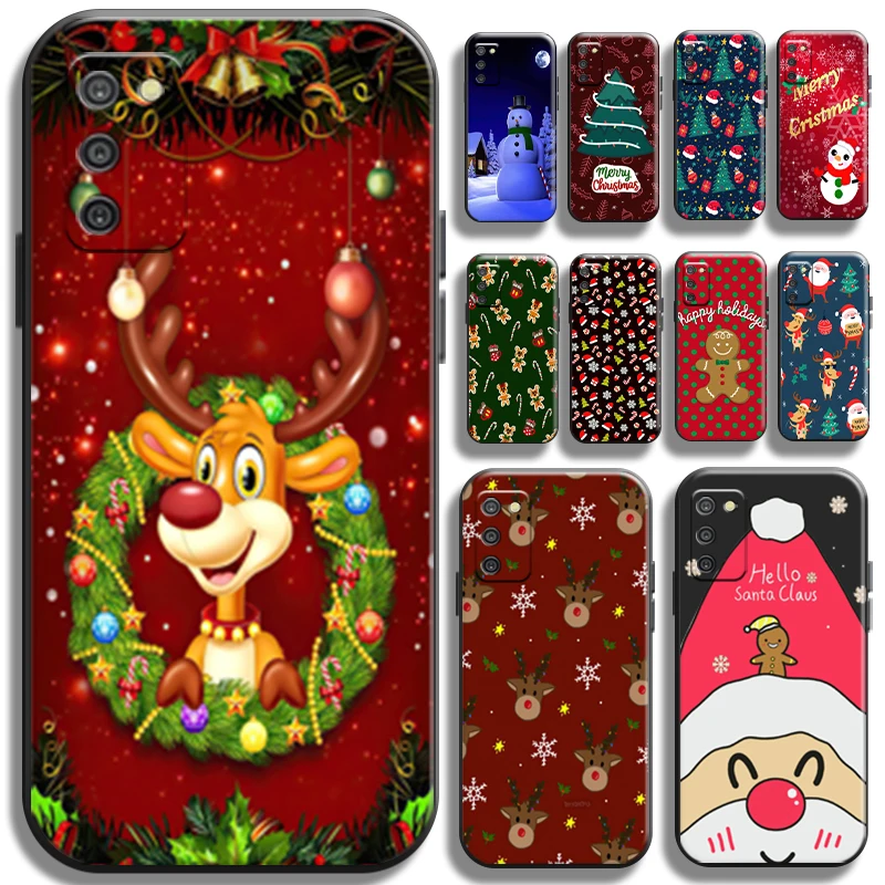 

Santa Claus Christmas Reindeer Phone Case For Samsung Galaxy A03 A03S Soft Carcasa Coque Back Liquid Silicon Cases TPU