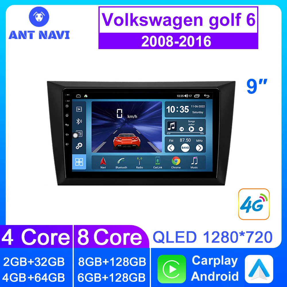 

AntNavi Wireless Android Auto For Volkswagen Golf 6 VI 2008 - 2016 4G Car Radio Carplay 2Din Multimedia Player GPS Touch Screen