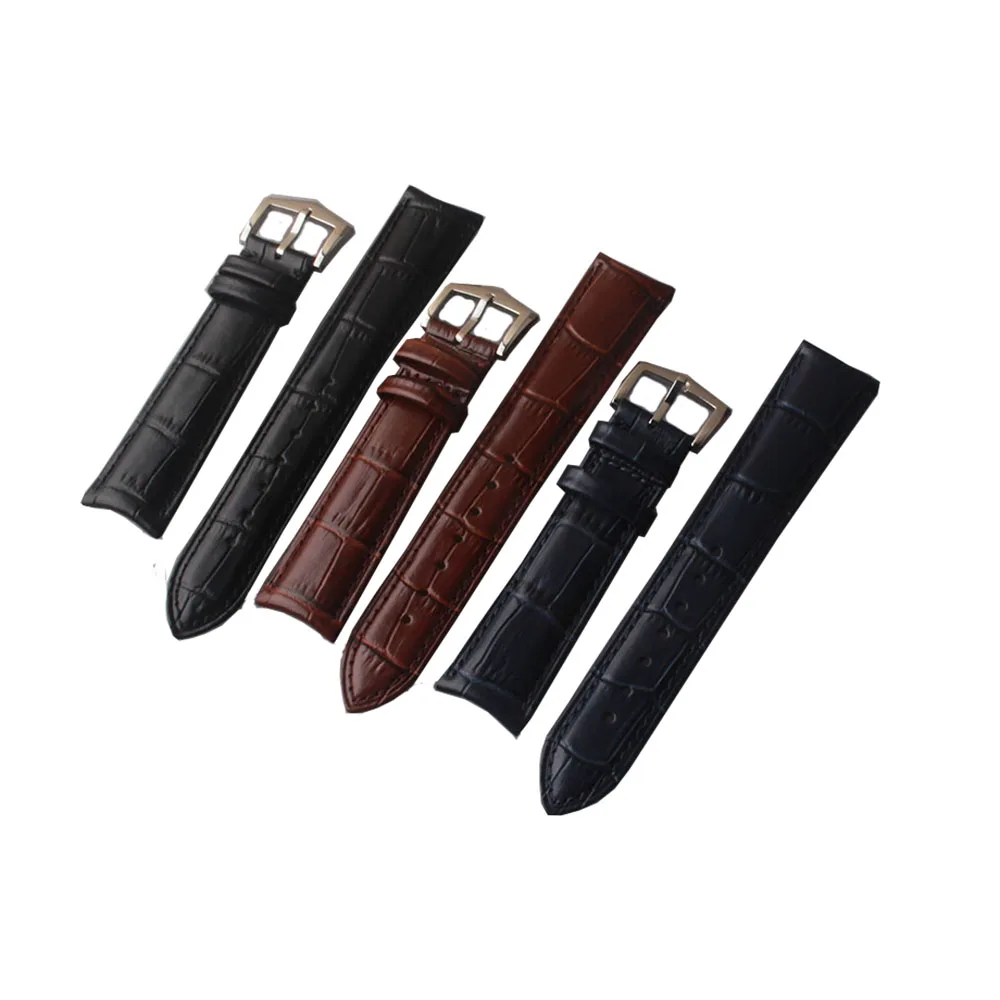 

Genuine Leather Watch Strap 18MM 20mm 21mm 22mm Watch Band for Tissot Seiko Luxury Watchband Accessories Curved ends Black Blue
