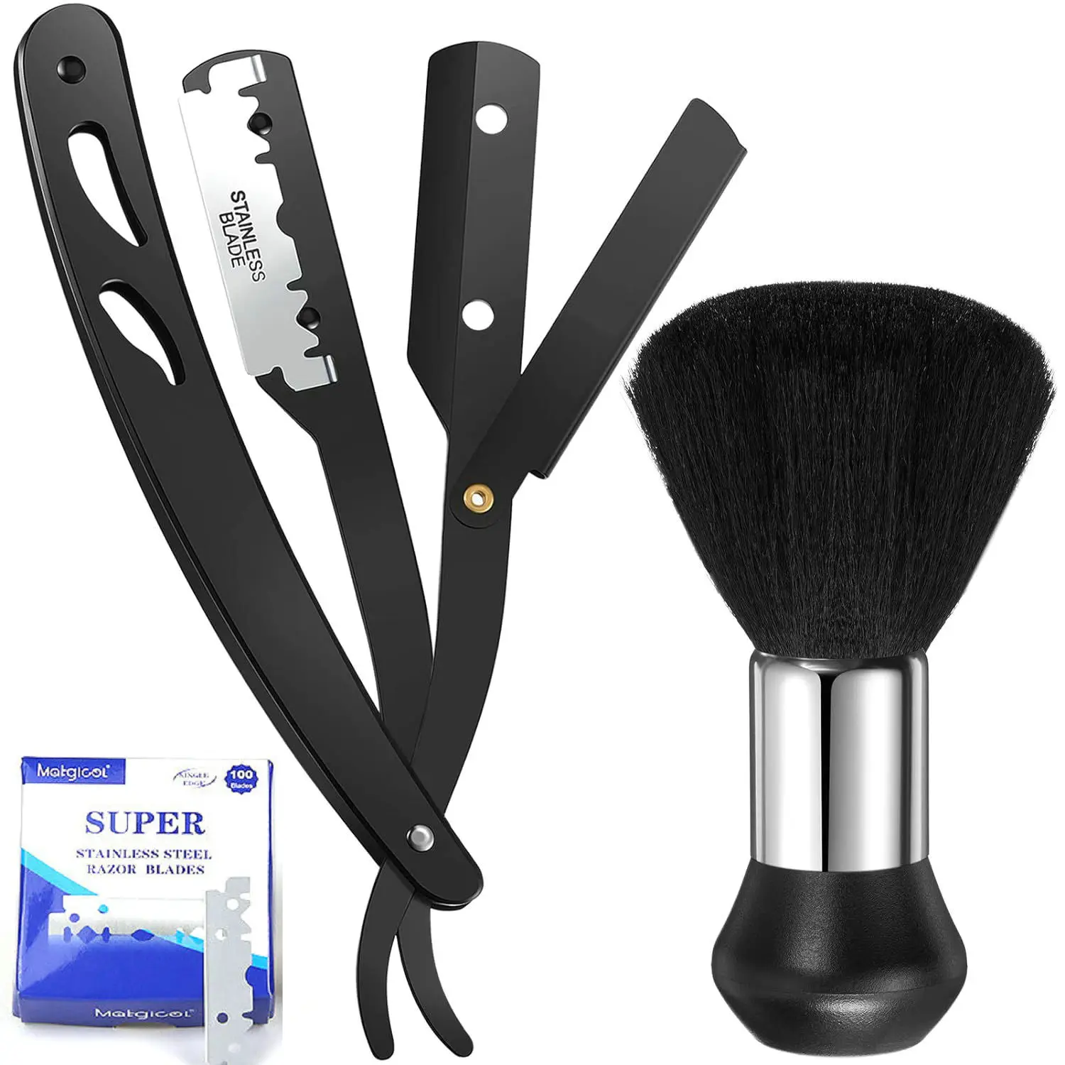 Парикмахерская прямая бритва с прямыми краями бритвенная щеточкой для пыли шеи и