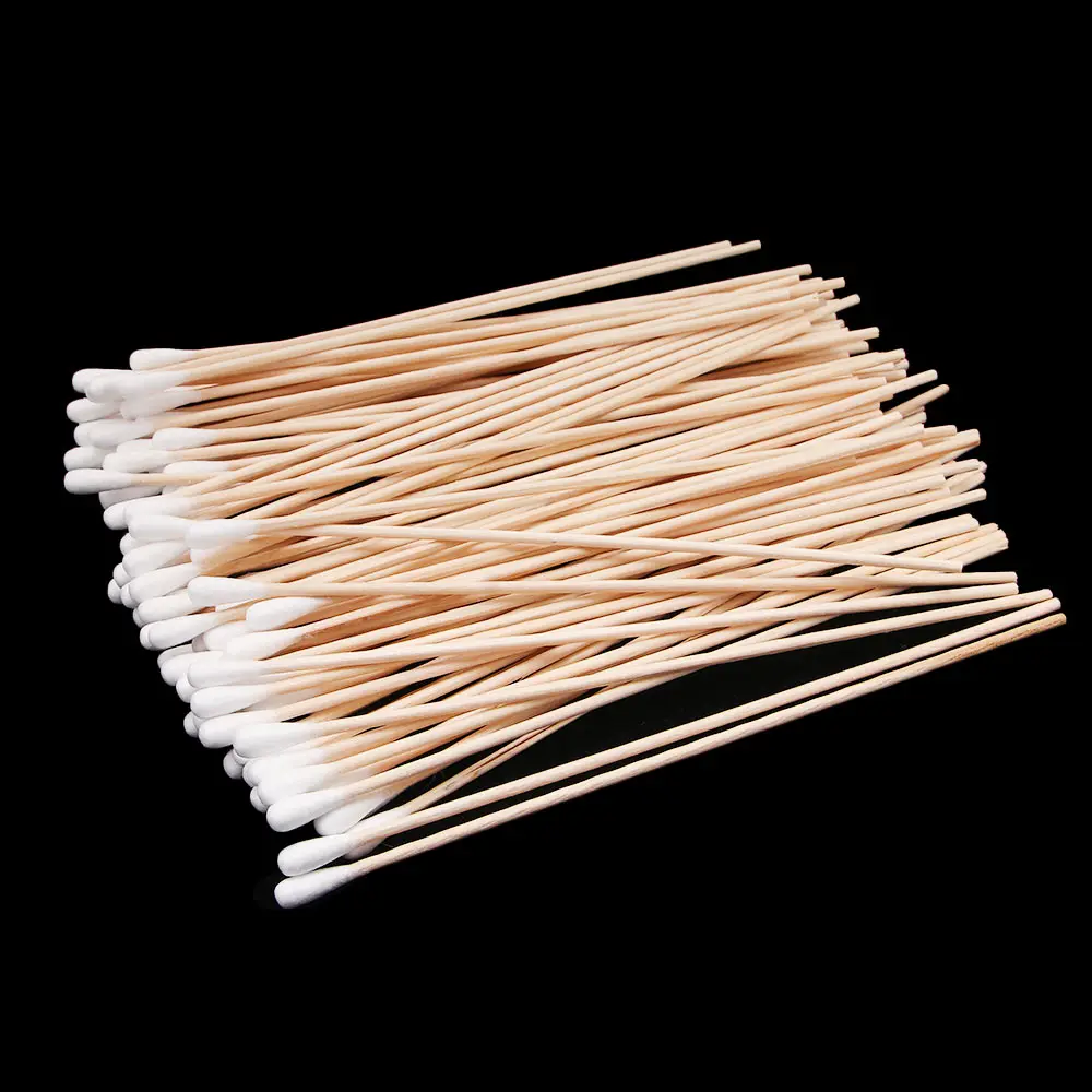 

100Pcs High Quality Medical Swabs 6'' Long Wood Handle Sturdy Cotton Applicator Widely used Swab