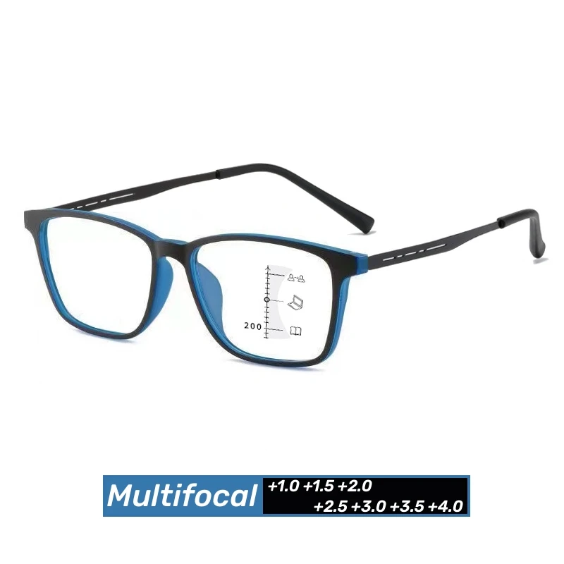 

Men's Ultralight Business Multifocal Reading Glasses Vintage Anti-blue Computer Eyeglasses Bifocal Eyewear Diopters +1.0 To +4.0