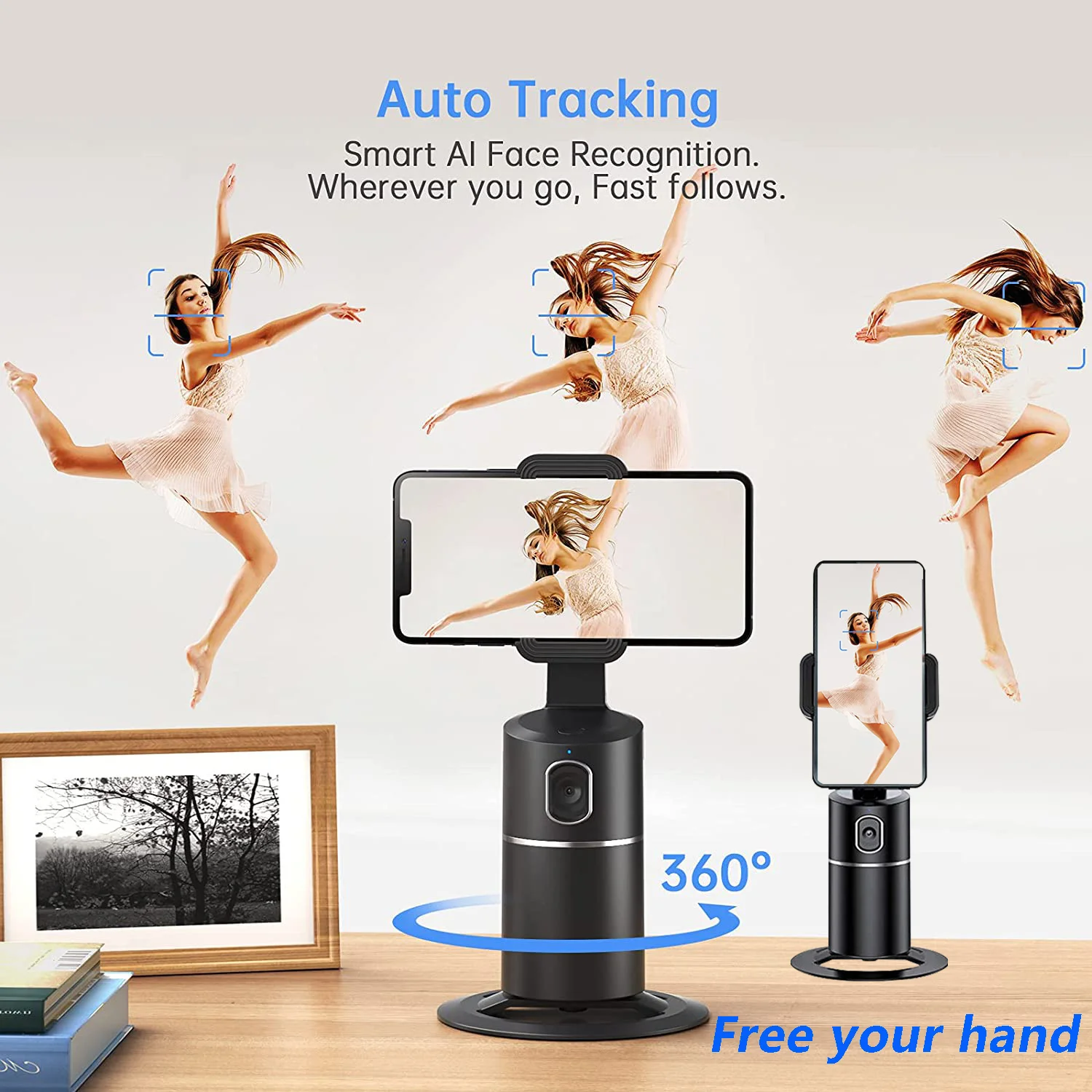 

Auto Face Tracking telefon selfie stick inteligentny uchwyt obrotowy 360 ° AI kontynuacja wideo Vlog stabilizator Gimbal na zywo