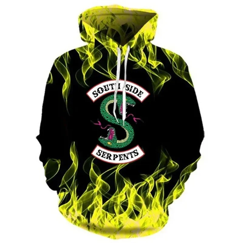 

Худи мужское с 3D-принтом ривердэйла, Свитшот со змеиным принтом, Детская уличная одежда, пуловер, худи для женщин Y2k в стиле Харадзюку