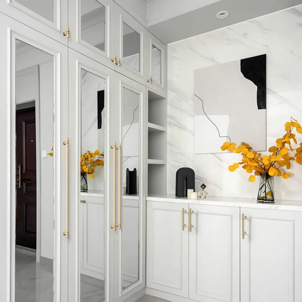 

Reusable Brand New Durable Hot Cabinet Pulls Handle Pull 2 Pcs Stainless Black/Gold Door Handle Bar With Screw