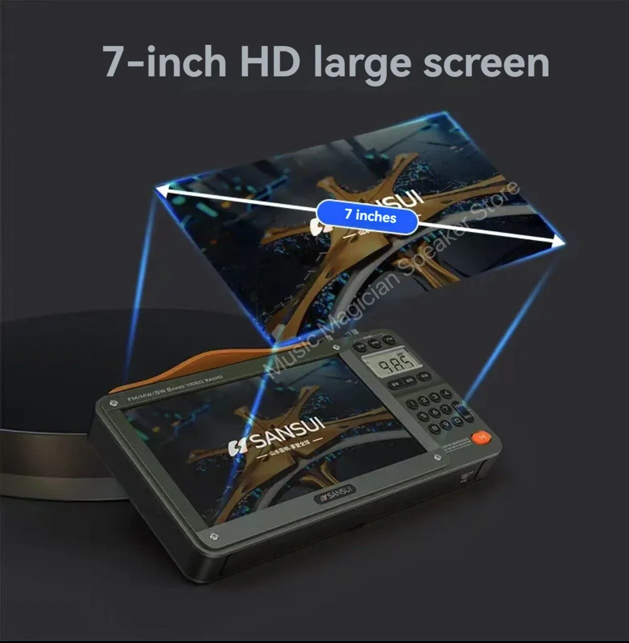Портативная колонка SANSUI F51 с 7-дюймовым HD-экраном, многофункциональная, с Bluetooth, цифровым FM-радио, MP3-плеером, USB, TFфункцией записи. (art.: 3920dc571d262) - 3920dc571d262