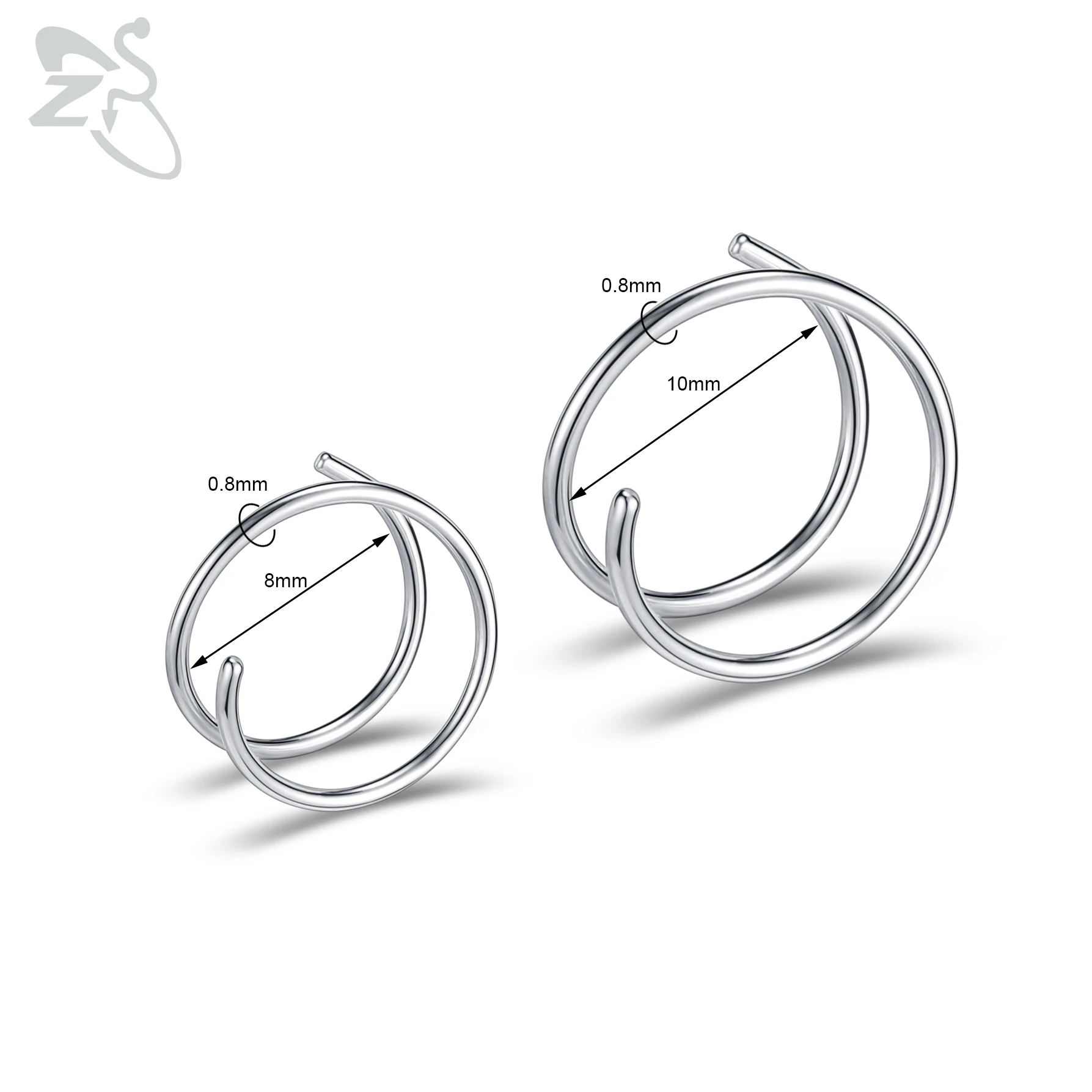 Кольца ZS для носа мужчин и женщин Ювелирное Украшение с двойным слоем ранца