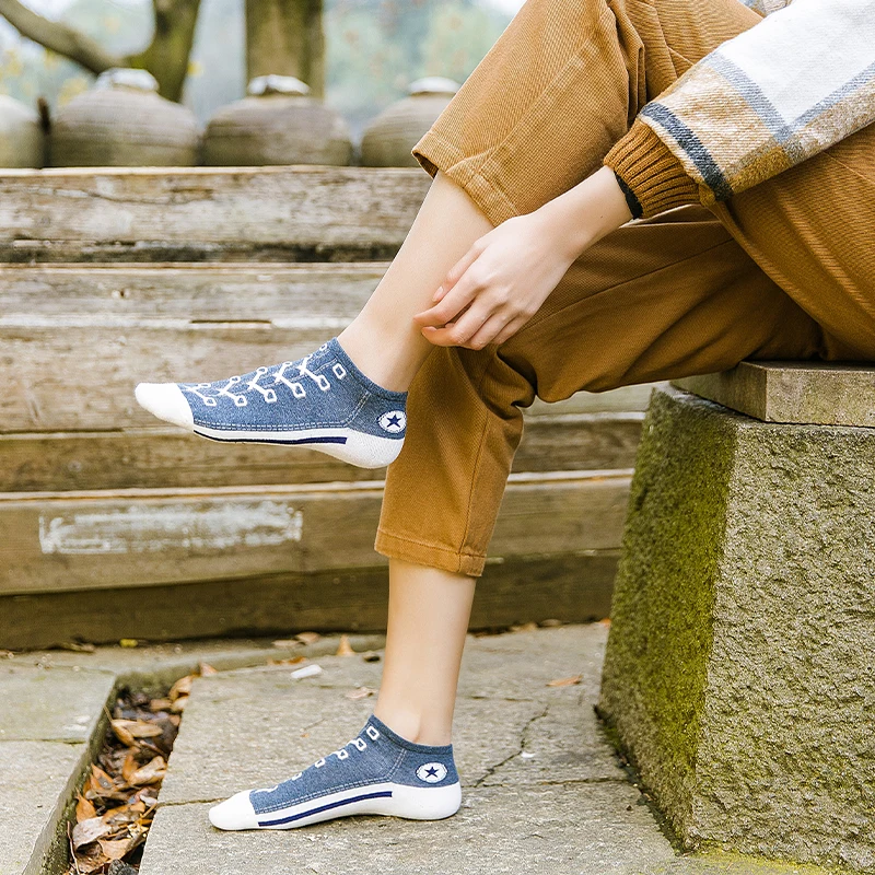 2Paris Funny Kawaii Shoe Print Short Socks Cotton Fashion Harajuku Hip Hop Cute Japanese Dropshipping Soft Women Slippers Socks