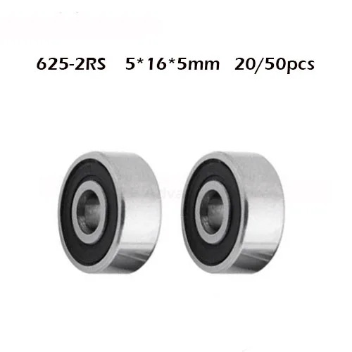 

625 625RS 5*16*5(mm) 20/50pieces Bearing Free Shipping ABEC-1 Rubber Sealed Bearing 625 625RS Chrome Steel Deep Groove Bearing