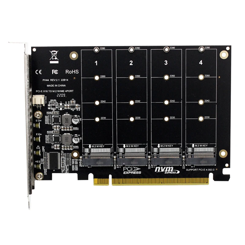 НОВЫЙ адаптер карты расширения NVME 4x 64 Гбит/с M.2 SSD M Key PCI-E Split Card Riser PCI Express 4.0 X16 на 4