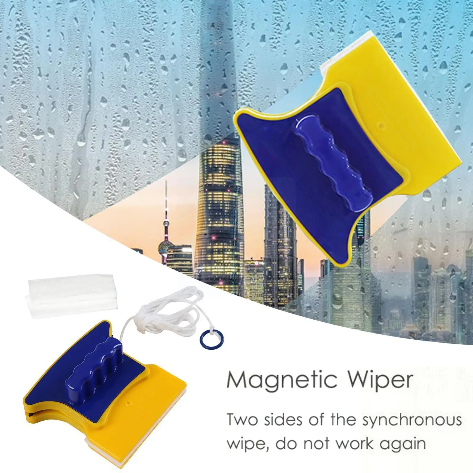 

Household Items Cleaning Brush Pad Scraper Window Cleaning Magnetic Dual-sided Hand Held Glass Cleaner Brushes Wiper Window D8r9