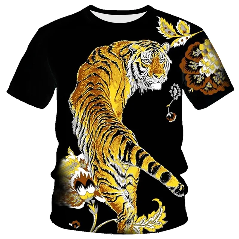 

2020 New men's T-shirt 3D printed animal domineering three-dimensional tiger T-shirt short sleeve funny design casual tops