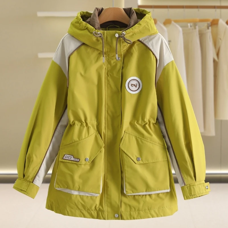 90 Белый утиный пух [Любовь] Капюшон Ветрозащитный пуховик соответствующего цвета