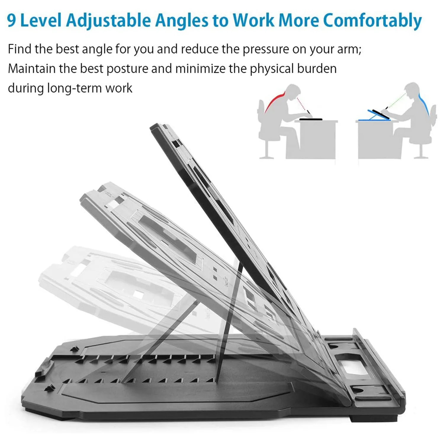 

Drawing Tablet Stand, Laptop Stand, Foldable Stand for Tablet Display, 9 Levels Adjustable Angles,for 12-17 Inch Tablet