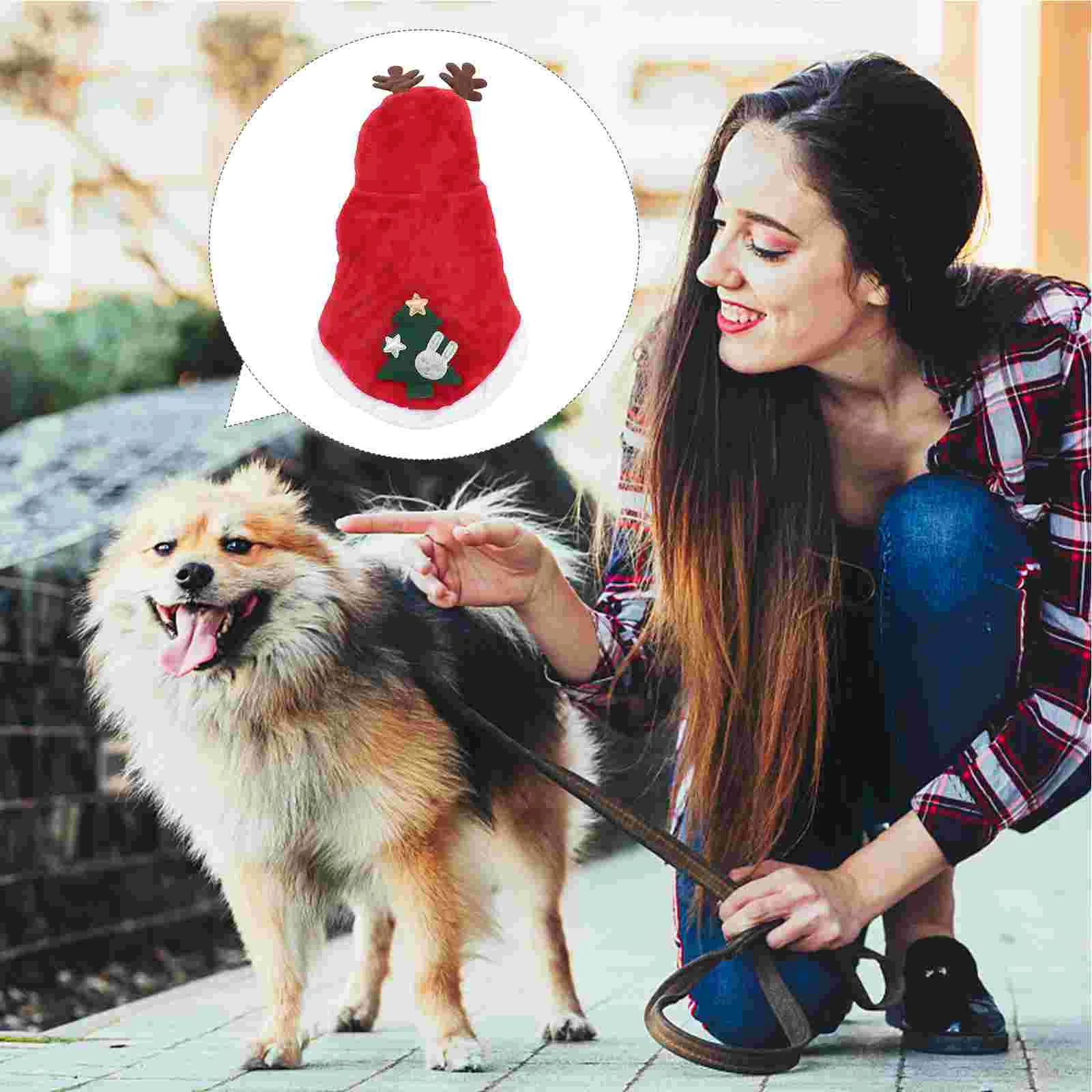 

Pet Christmas Clothes Dog Costume Puppy Clothing Hooded Festive Flannel Coat Outfit Fancy Dress Elk Warm Cat Plush Gift Reindeer