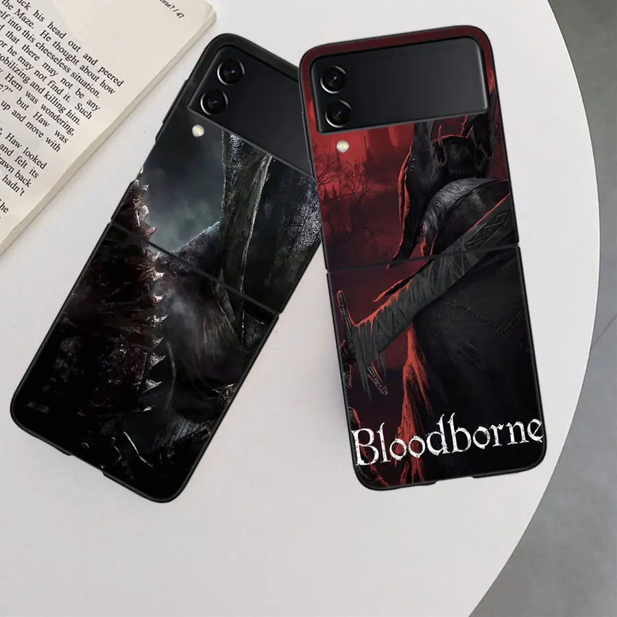 Чехол Game Bloodborne для Samsung Galaxy Z Flip 6 5G 5 4 3 черный жесткий чехол сотового телефона ПК