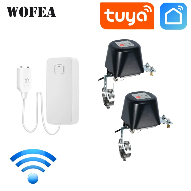 Tuya Smart Wifi Water leakage Alarm Sensor & Wifi Ball Valve Controller Auto Open Or Close Valve For Water Leakage Alarm System