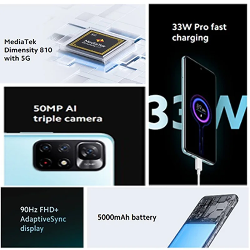 Ceny Xiaomi Redmi Note 11S 5G Smartphone, Wersja Globalna, 64 GB/128 Go, MediaTek, Rozmiar, NFC, 33W Pro, Prędkość ładowania, MAh, Kamera 50mp