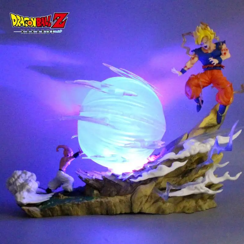 

Stock 22CM Anime Dragon Ball Z Majin Buu Vs Son Goku Figurine GK Statue Action figures Pvc Collection Model Toy To Kids Gifts