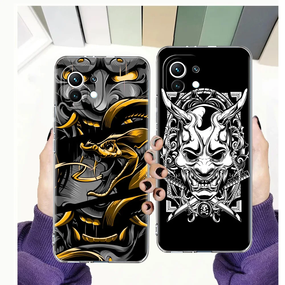 

Japanese Oni Hannya Demon Mask Case for Xiaomi Poco F3 X3 X4 GT NFC M3 Mi 9T 11 Ultra 11X 11i Note 10T Pro Lite 5G Soft Cover