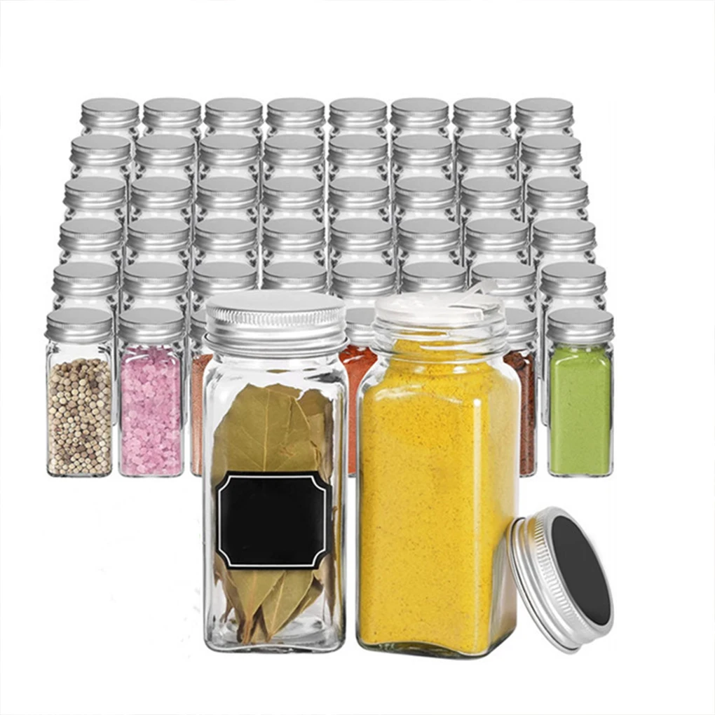 

Пыленепроницаемый стеклянный контейнер для специй, квадратный стеклянный контейнер, диспенсер для приправ, бутылка с крышкой для ресторан...