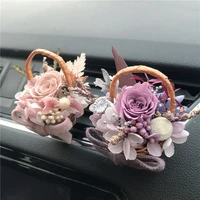 car ornamentimmortal flower car flower rose small flower basket air outlet clip car decoration creative lover mothers day gift
