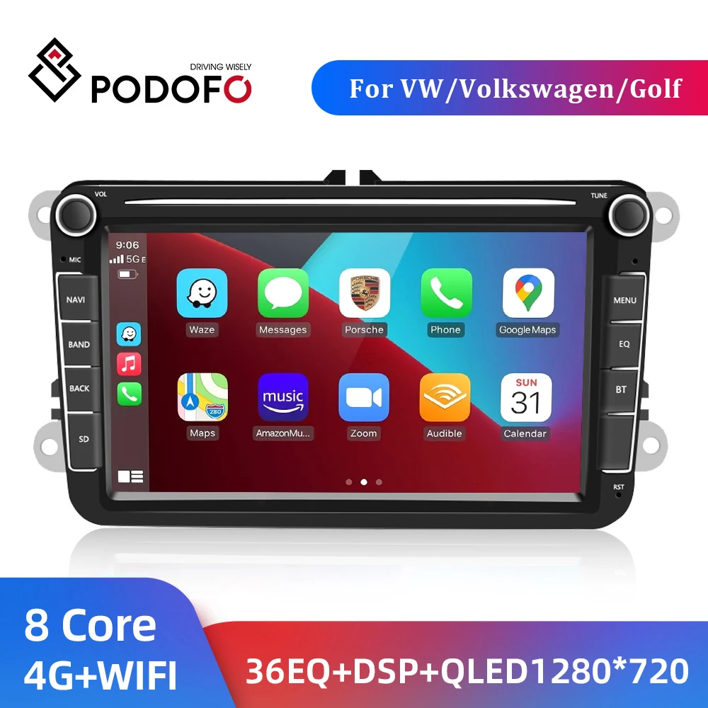 Автомобильный Радио Podofo 2 din Andriod 10 GPS Carplay плеер для VW/Volkswagen/Golf/Polo/Passat/b7/b6/SEAT/leon/Skoda