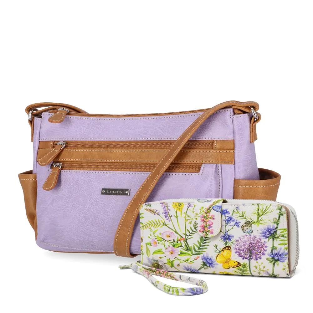 Vegan Leather Naomi Large Crossbody with Willow Wallet, Lilac