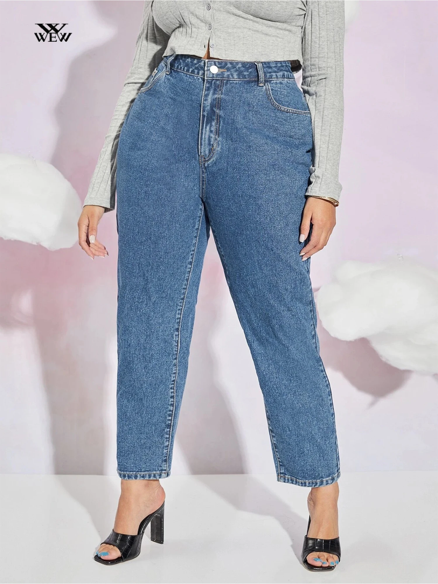 

2022 Plus Size women Summer Washing loose stretchy pant 6XL women 100kgs trouse boyfriend jeans blue Large Size lady Mom Jeans