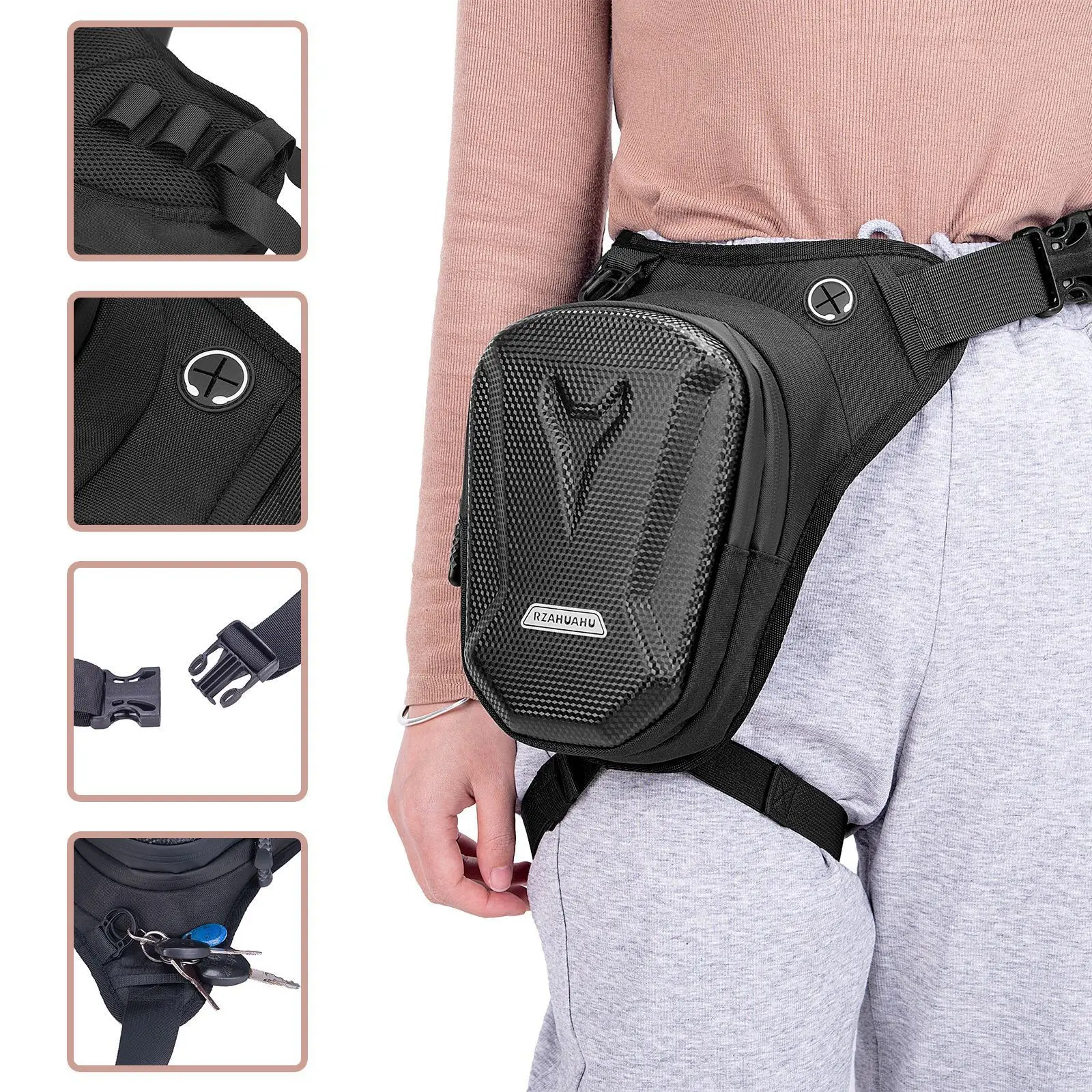 Norbinus Motorcycle Drop Leg Bag Multifunction Oxford HIp Belt Bag Outdoor Men Casual Waist Bag Fanny Pack Moto & Biker Bags