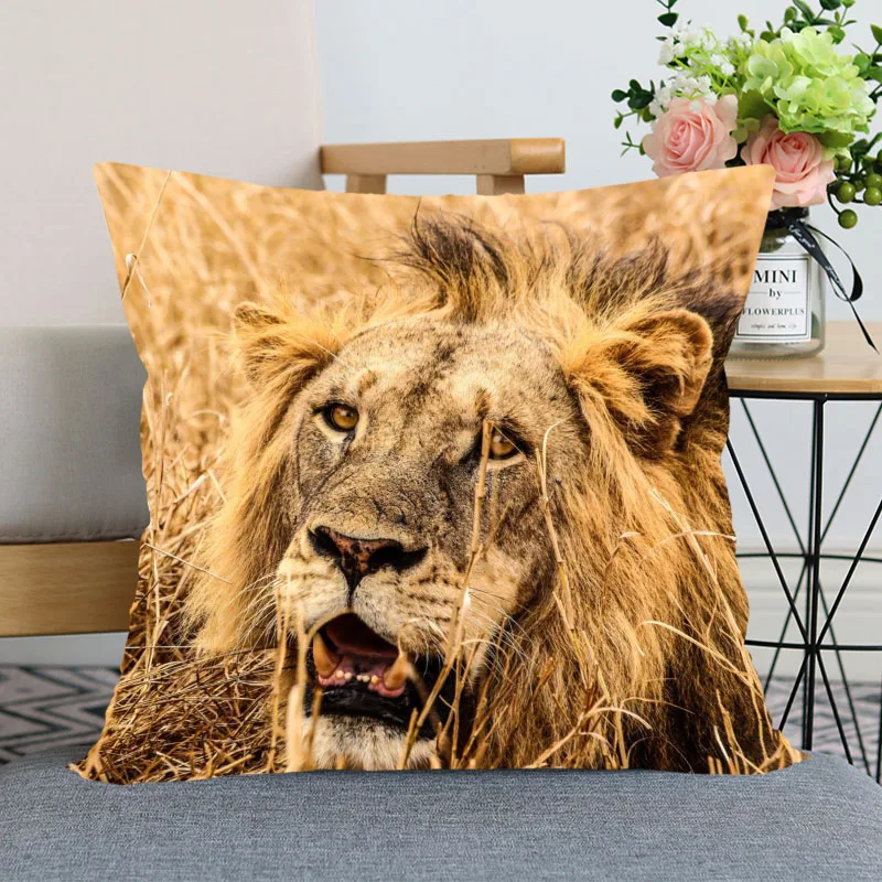 

New Arrival Lion Animal Pillow Case For Home Decorative Pillows Cover Invisible Zippered Throw PillowCases 40X40,45X45cm