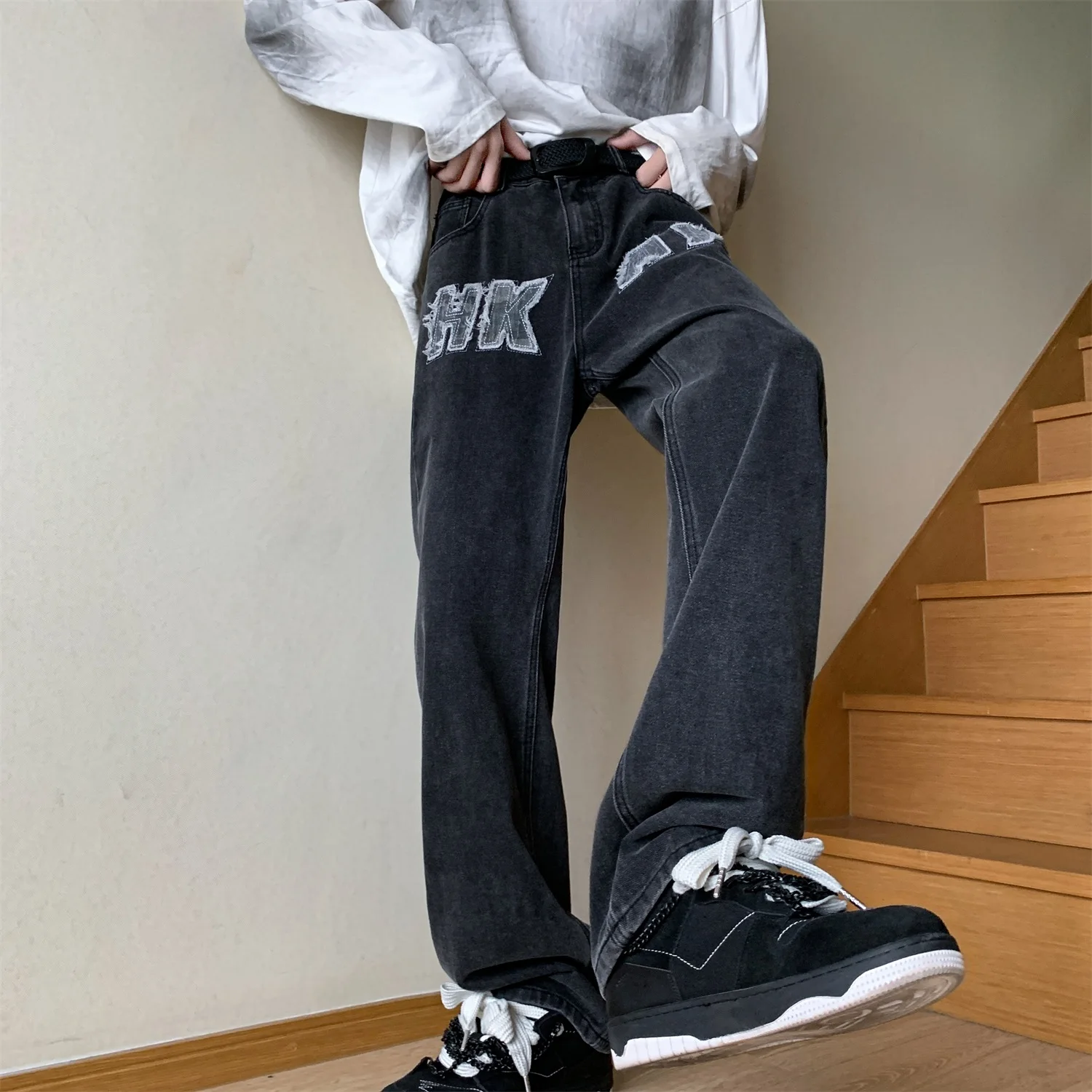 2023 Fashion Jeans For Men Y2k Streetwear Baggy Jeans Man Hip Hop Youth Trousers Cross Denim Pants Men Cargo Pant Punk Clothing