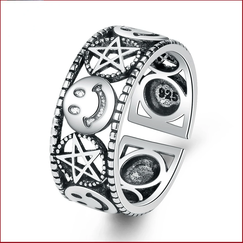 

Five Pointed Star Smiling Face Ring Fashion Personality Simple Open Ring Ring