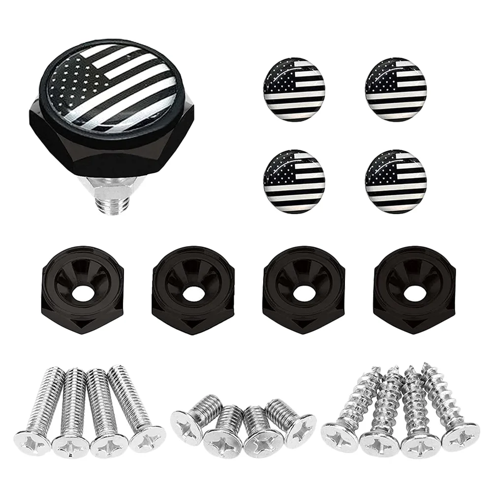 

1 Set Stainless Steel Chic Sturdy License Plate Fastener USA Flag License Plate Screw