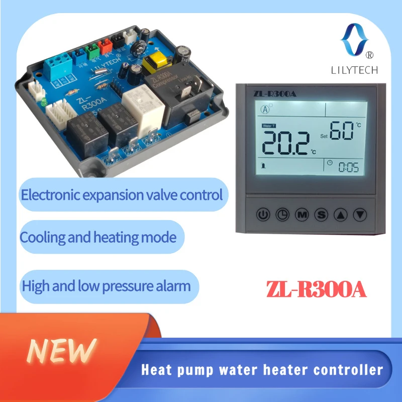 

ZL-R300A, Универсальный, контроллер водонагревателя с тепловым насосом с источником воздуха, контроллер подогрева воздуха и горячей воды с тепловым насосом, LILYTECH