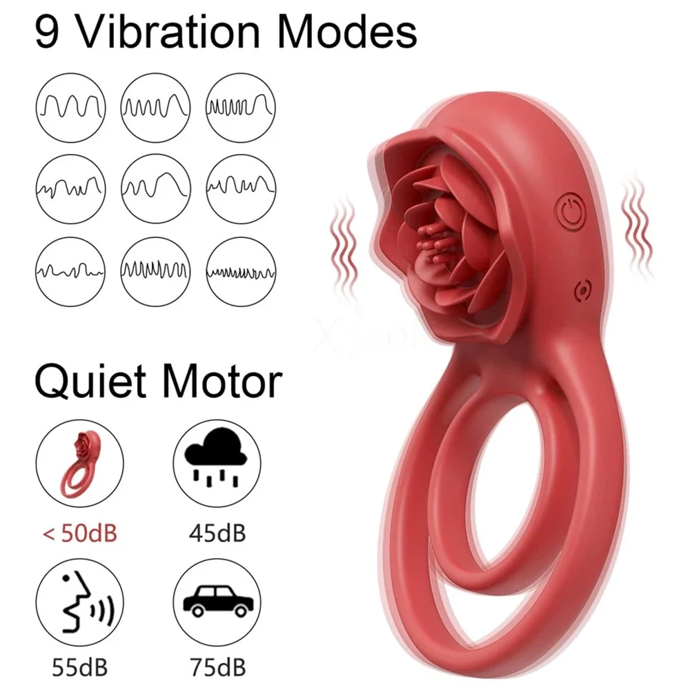Роза с кольцами для стимулятора клитора пениса задержкой эякуляции вибратор пар