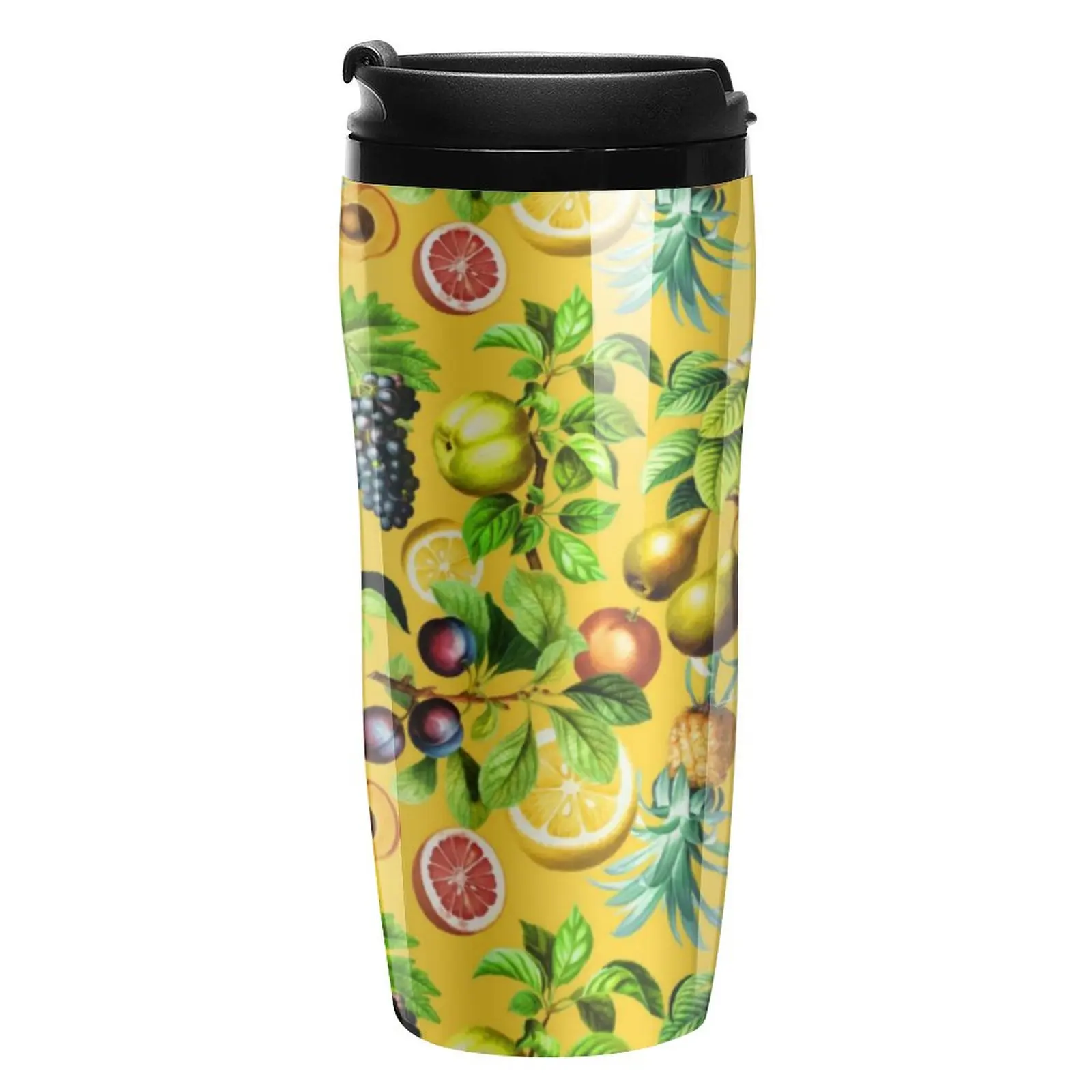 

Кофейная кружка с тропическим принтом фруктов, ананас, лимон, горячие напитки, сохраняющая тепло бутылка для воды, сублимационная кружка для вождения 350 мл