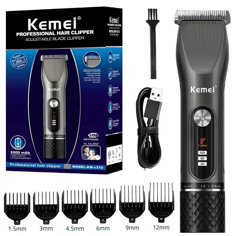 

Мощная машинка для стрижки волос для мужчин, Профессиональный парикмахерский инструмент с аккумулятором и светодиодным дисплеем, 12 Вт