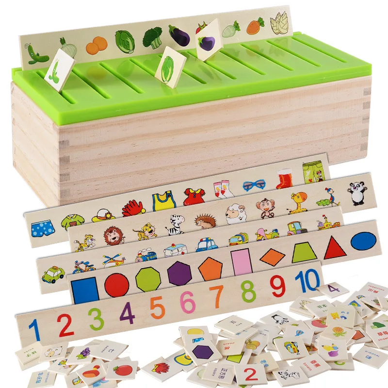 

Montessori Mathematical Knowledge Classification Cognitive Matching Kids Early Educational Learn Toy Wood Box Gifts for Children