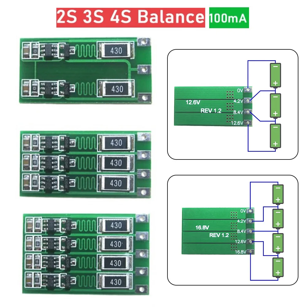 

2S 3S 4S PCB Board 8.4V 12.6V 16.8V Balance Current 100mA 18650 Polymer Lithium Battery For Starting Drills