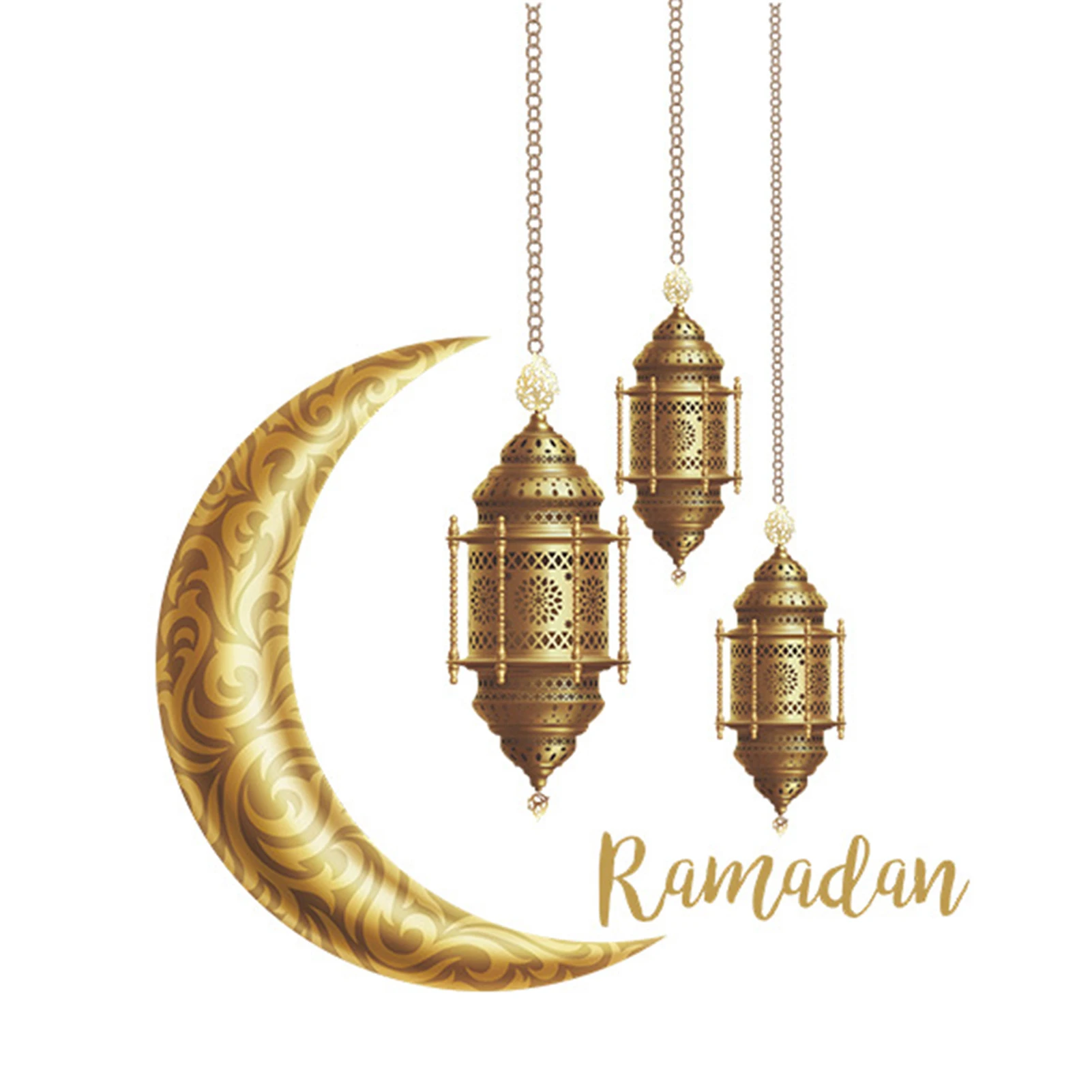 

Islamic Wall Decoration Gold Ramadan Wall Stickers For Home Eid Mubarak Ramadan Moon Lantern Sticker Window Clings Islamic