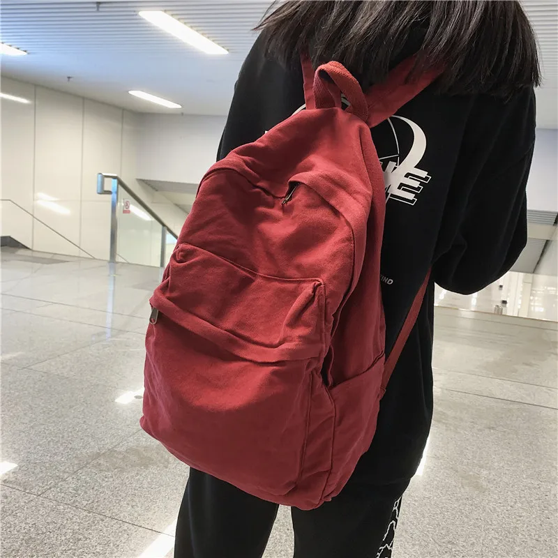 

Large-Capacity Fashion Rucksack for Women Pure Color Casual Student Backpack Computer School Bag