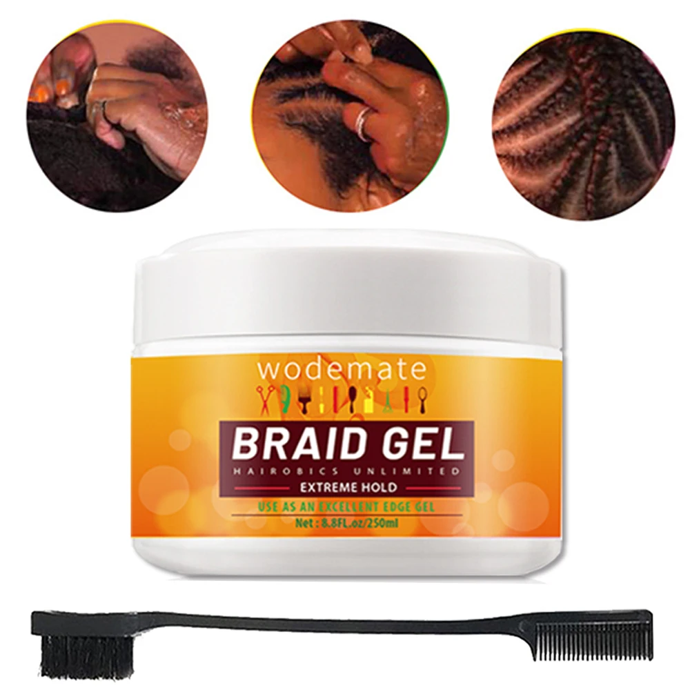 Treccia Gel Forte Tenuta Intrecciare I Capelli Gel Styling Cere Crema Smooth Hold Styling Edge Control Trecce Anti-Crespo 250Ml