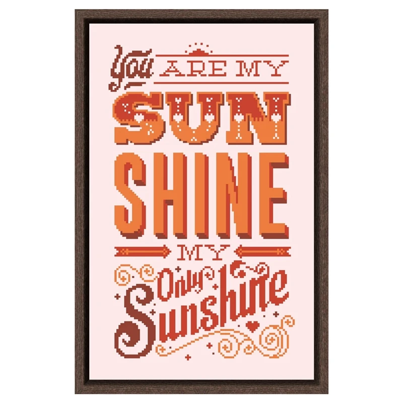

You are my sunshine cross stitch kits word 18ct 14ct 11ct pink canvas cotton thread DIY embroidery kit home wall decoration