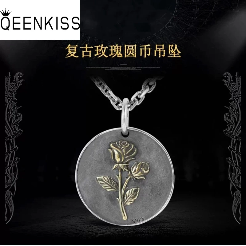 Женское и мужское ожерелье из серебра 925 пробы с подвеской в виде Розы