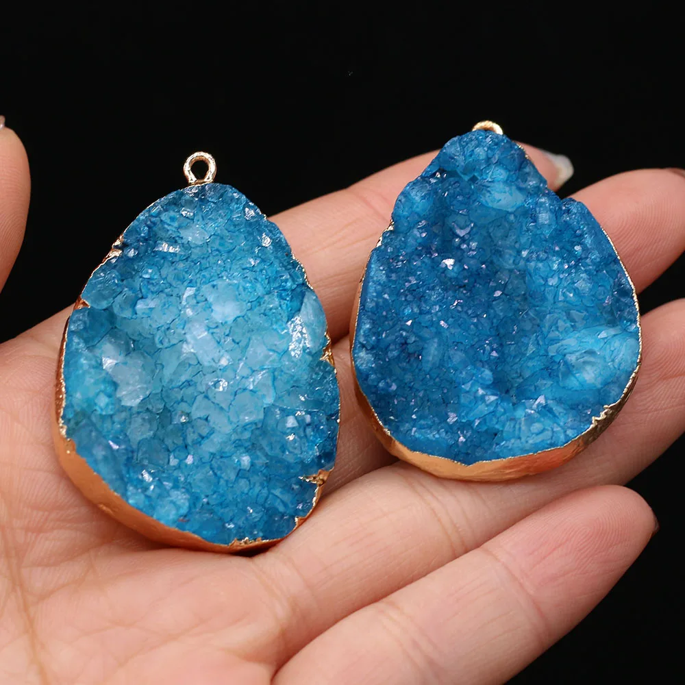 Купи Natural Agate Stone Pendants Charms Water Drop Shape Blue Crystal Bud Pendants For Jewelry Making DIY Necklace Bracelet 30x45mm за 165 рублей в магазине AliExpress