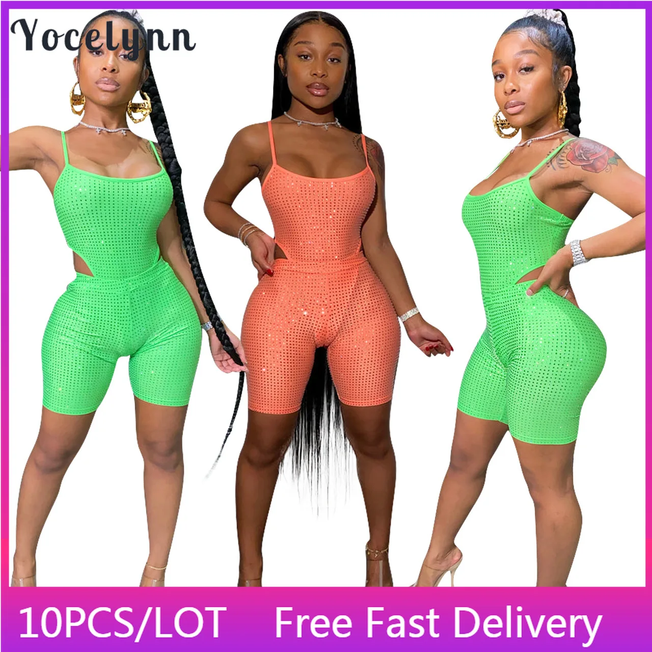 

10PCS Bulk Items Wholesale Lots Women Clothing Glitter Two Piece Outfits Sparkly Sequin Playsuits and Shorts Set Sexy Clubwear