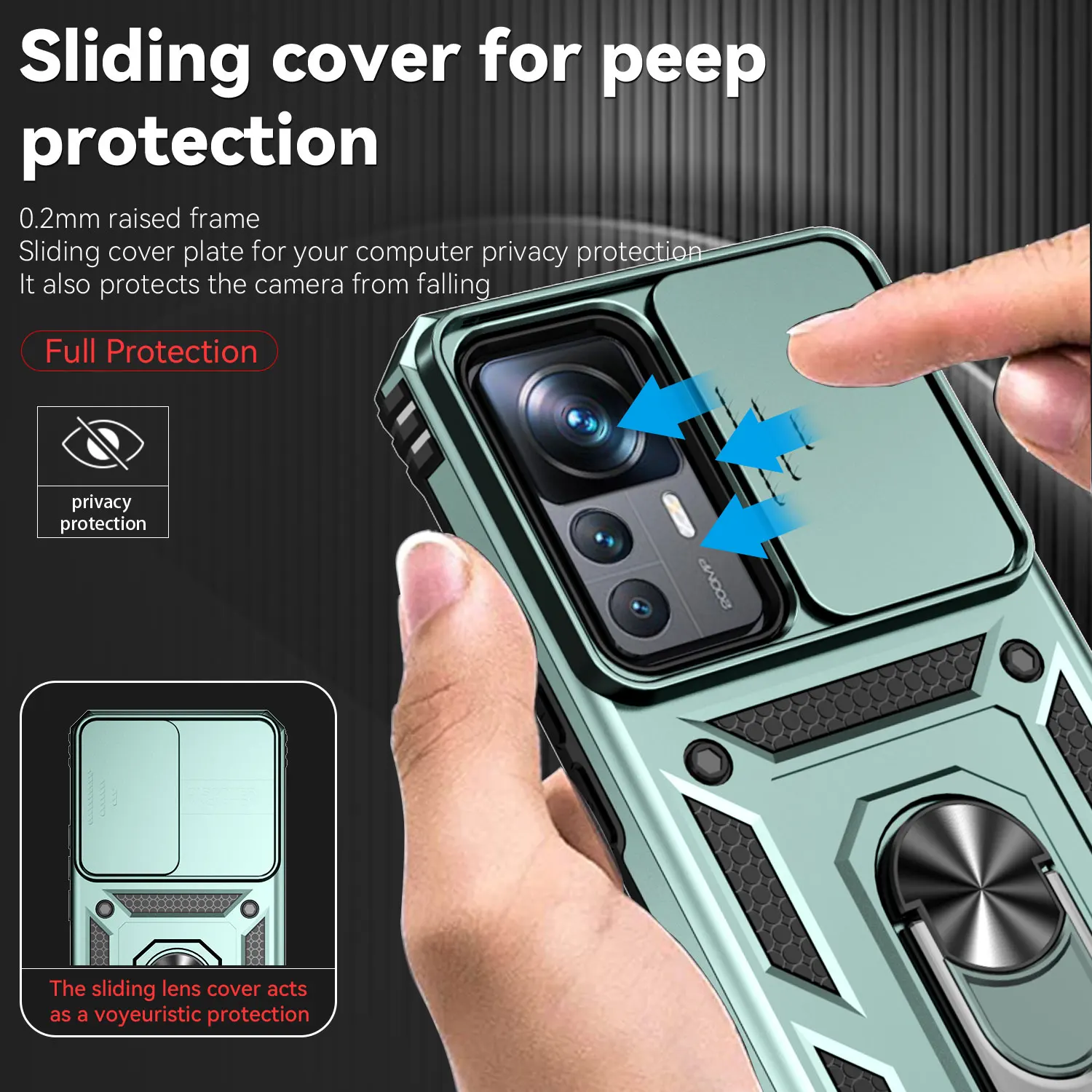 

Luxury Slide Camera Case for Xiaomi 12T Pro 12 T Car Magnetic Ring Holder Phone Cover Mi12T Mi 12TPro Redmi K50 Ultra K50Ultra