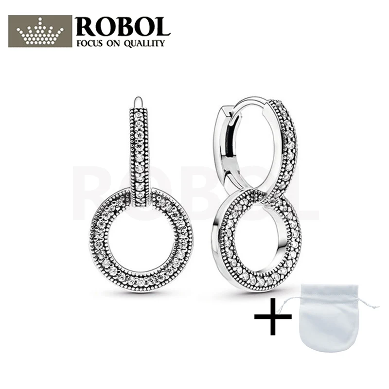 

Женские серьги-кольца из серебра 2021 пробы, со сверкающими вставками