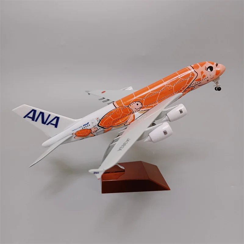 

18*20cm Alloy Metal Japan Air ANA Airbus A380 Cartoon Sea Turtle Airlines Orange Diecast Airplane Model Plane Aircraft w Wheels